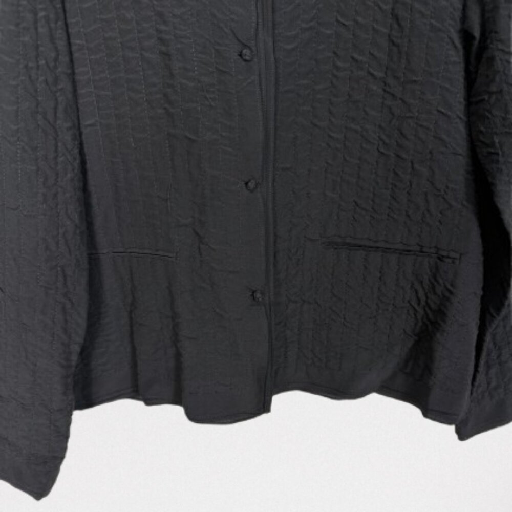 Eileen Fisher Crushed Silk Quilted Short Jacket Size M Black - Picture 7 of 10